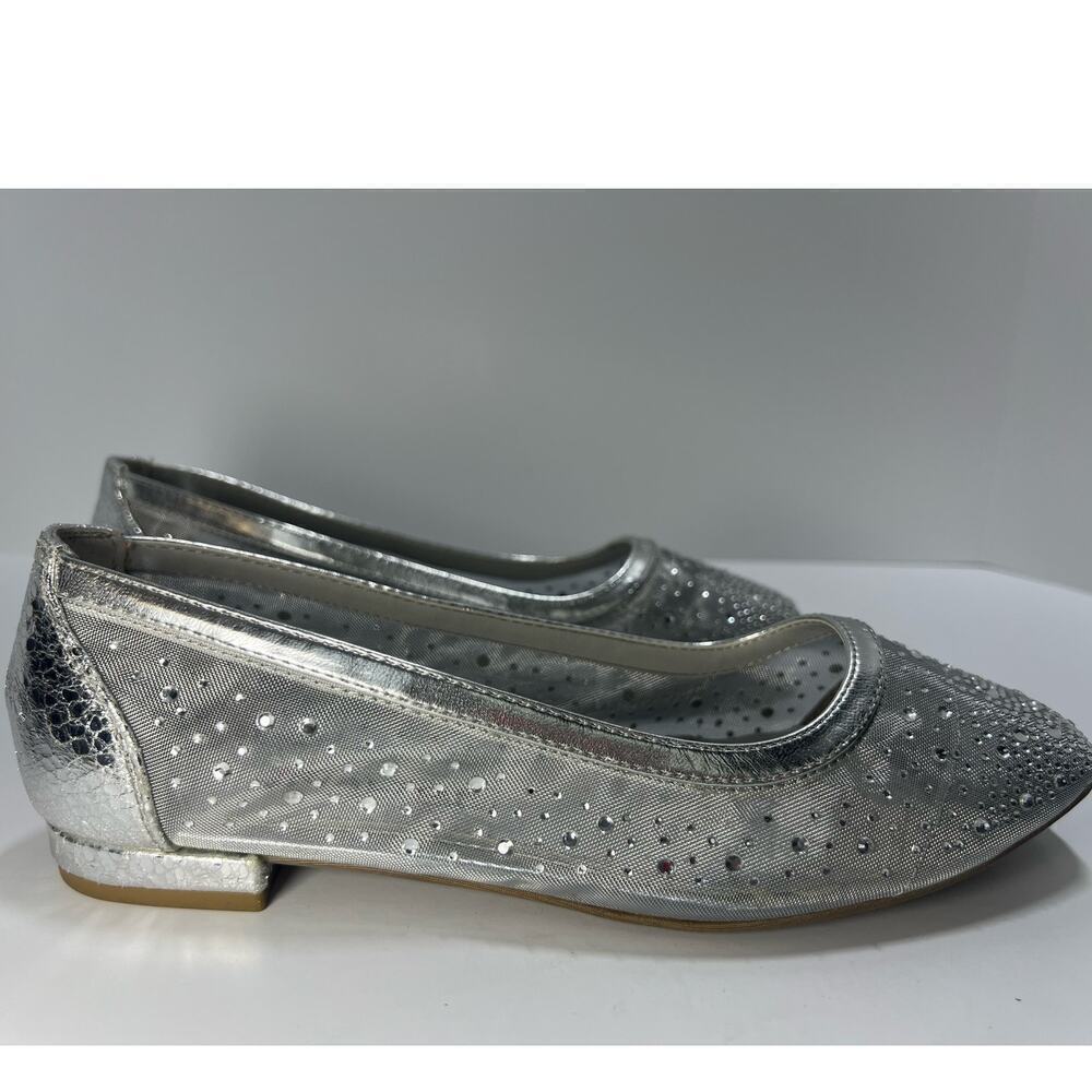 Rialto Angela Mesh Flats, Metallic Silver size 7.5 M, Breathable Comfort Insole